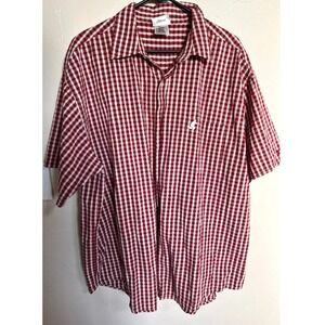 Walt Disney World Men XXL Red Gingham Mickey Mouse Embroidered Button Down Shirt